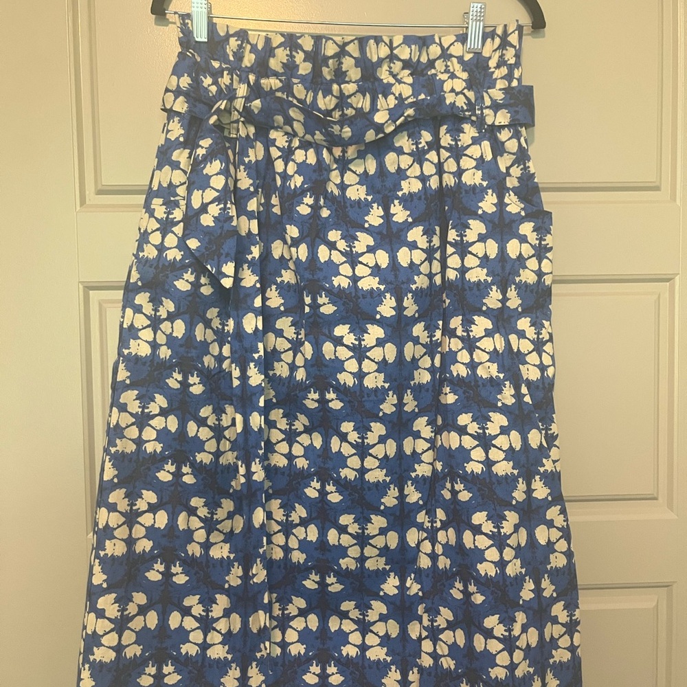 Blue and White Floral Tie-Waist Women's Skirt